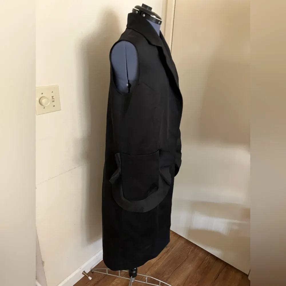 Sleeveless Long Vest Jacket Black - Image 2