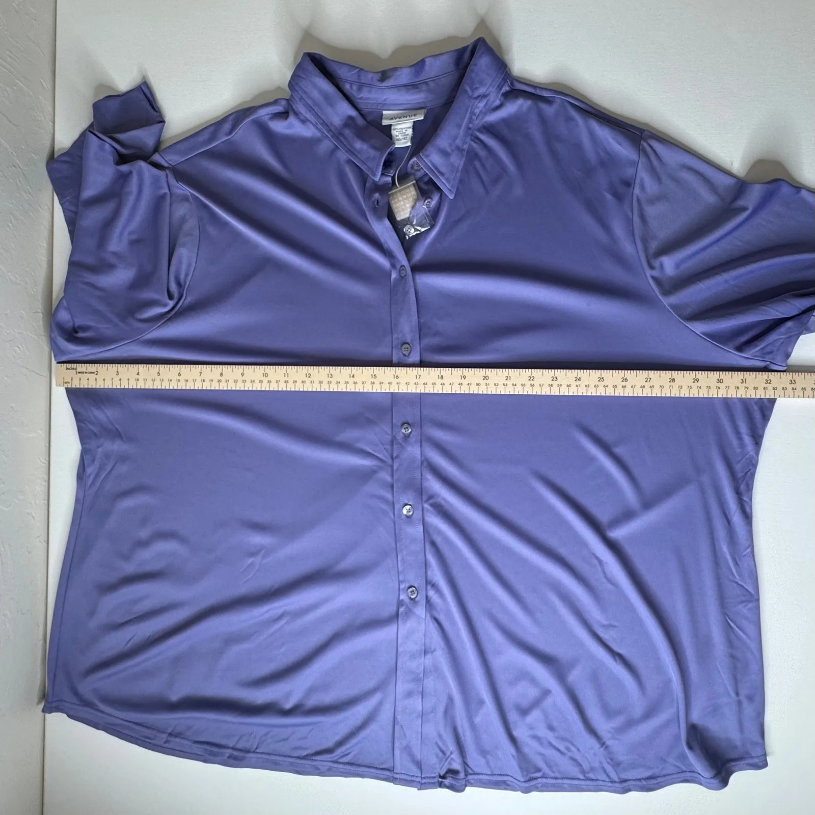 NWT Avenue Button Down Shirt Size 30/32 Purple Stretch Office Soft Lightweight - Image 8