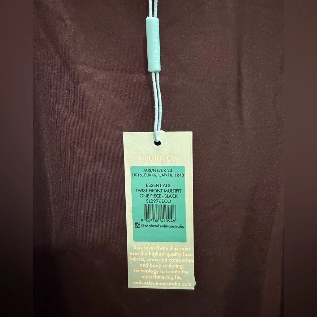 Sea Level Australia Eco Essentials Twist Front One Piece Size 16 Black - Image 9