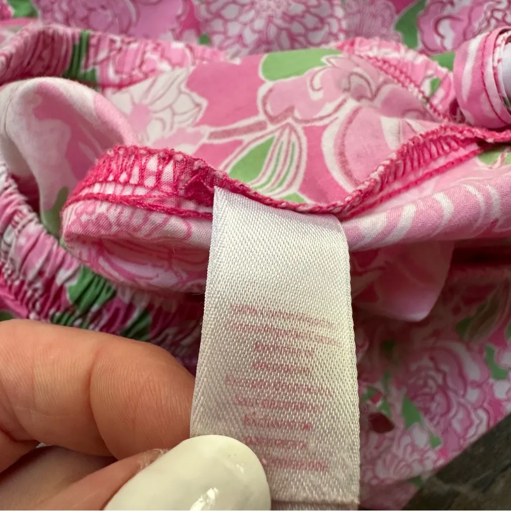 Lilly Pulitzer Floral Pajama Pants Women’s Size XS Cotton Poplin Cropped - Image 6