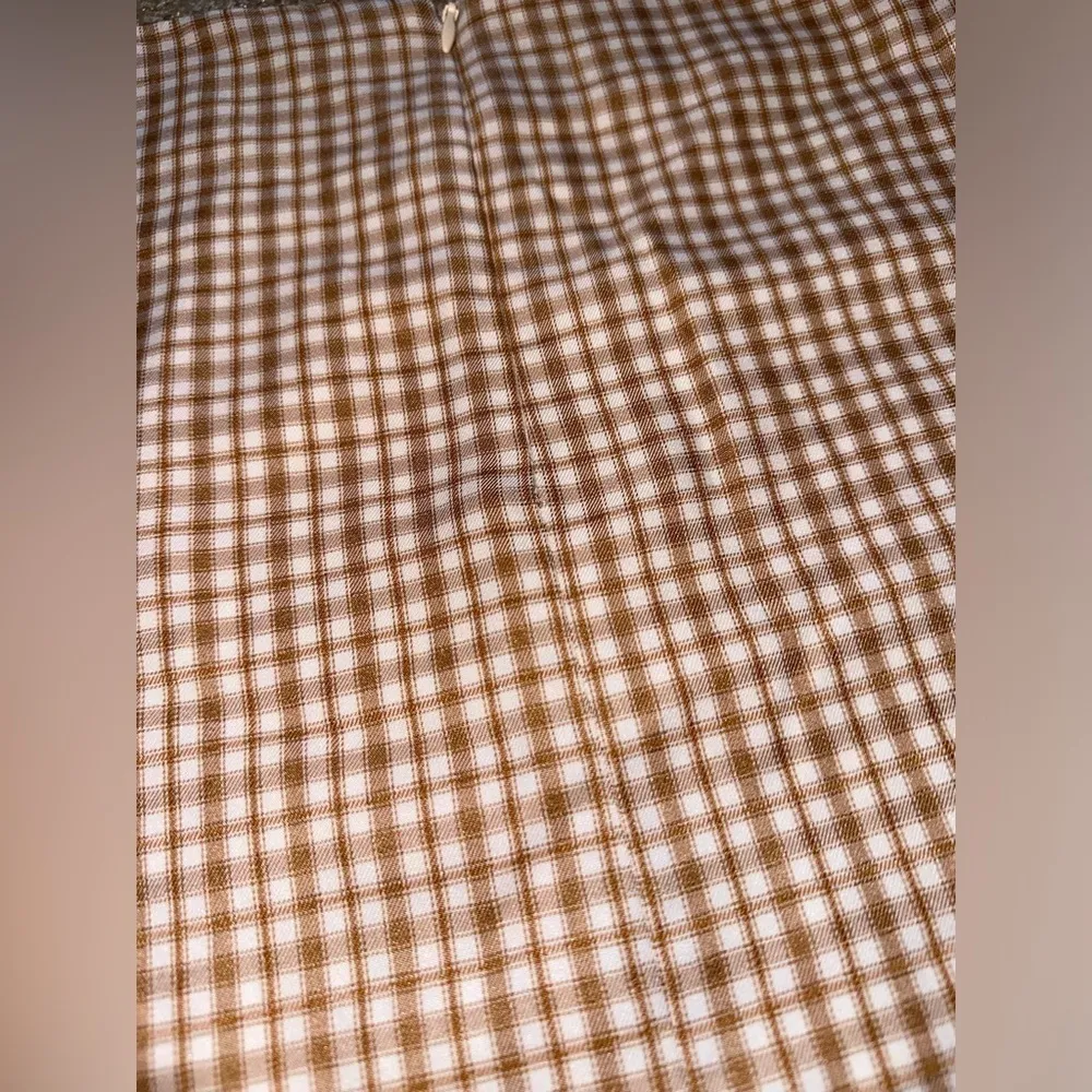 Hyfve Plaid Mini Skirt Tan Neutral Split Hem Pink - Image 6