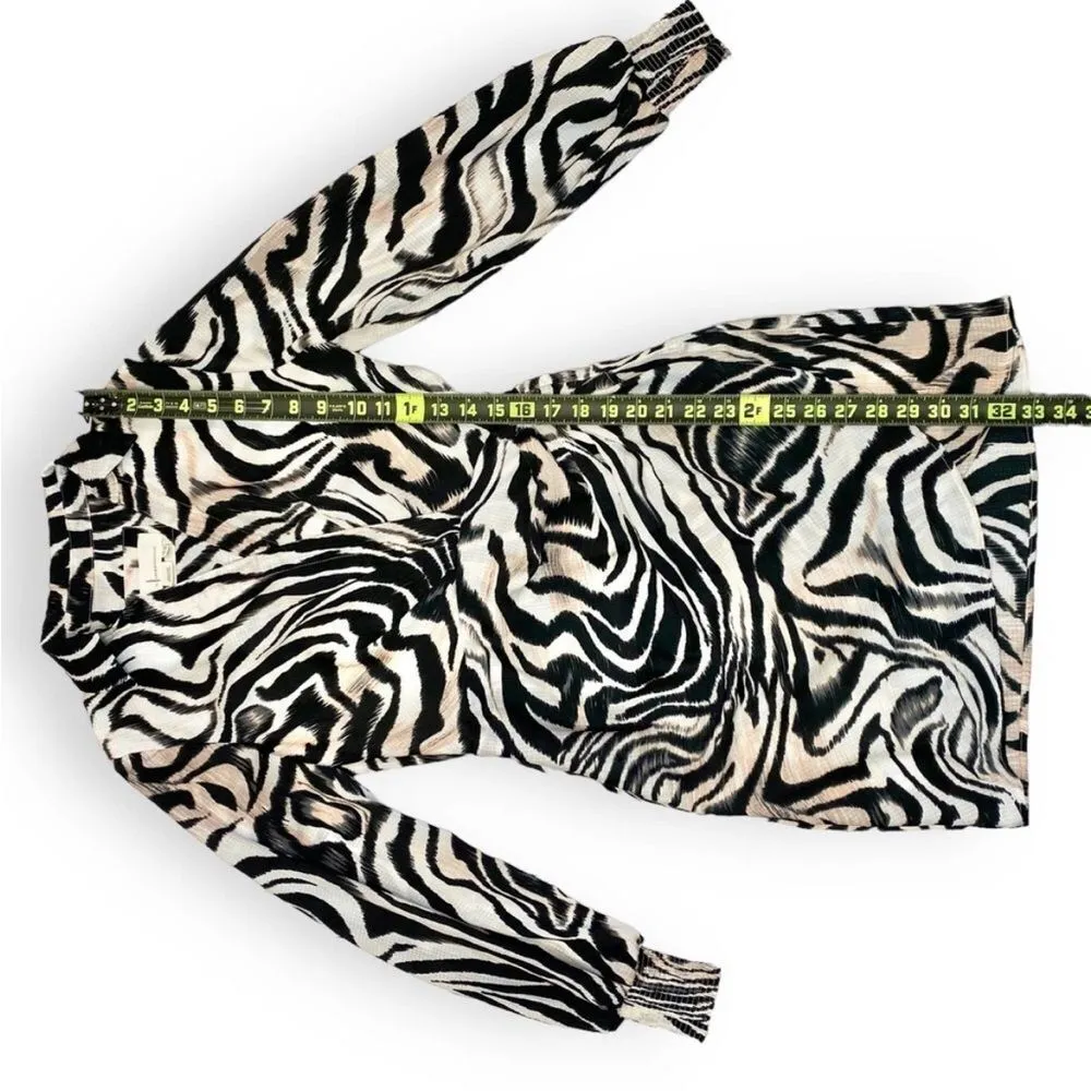 Anthropologie Zebra Print Mini Dress Faux Wrap Long Sleeves 2 - Image 15