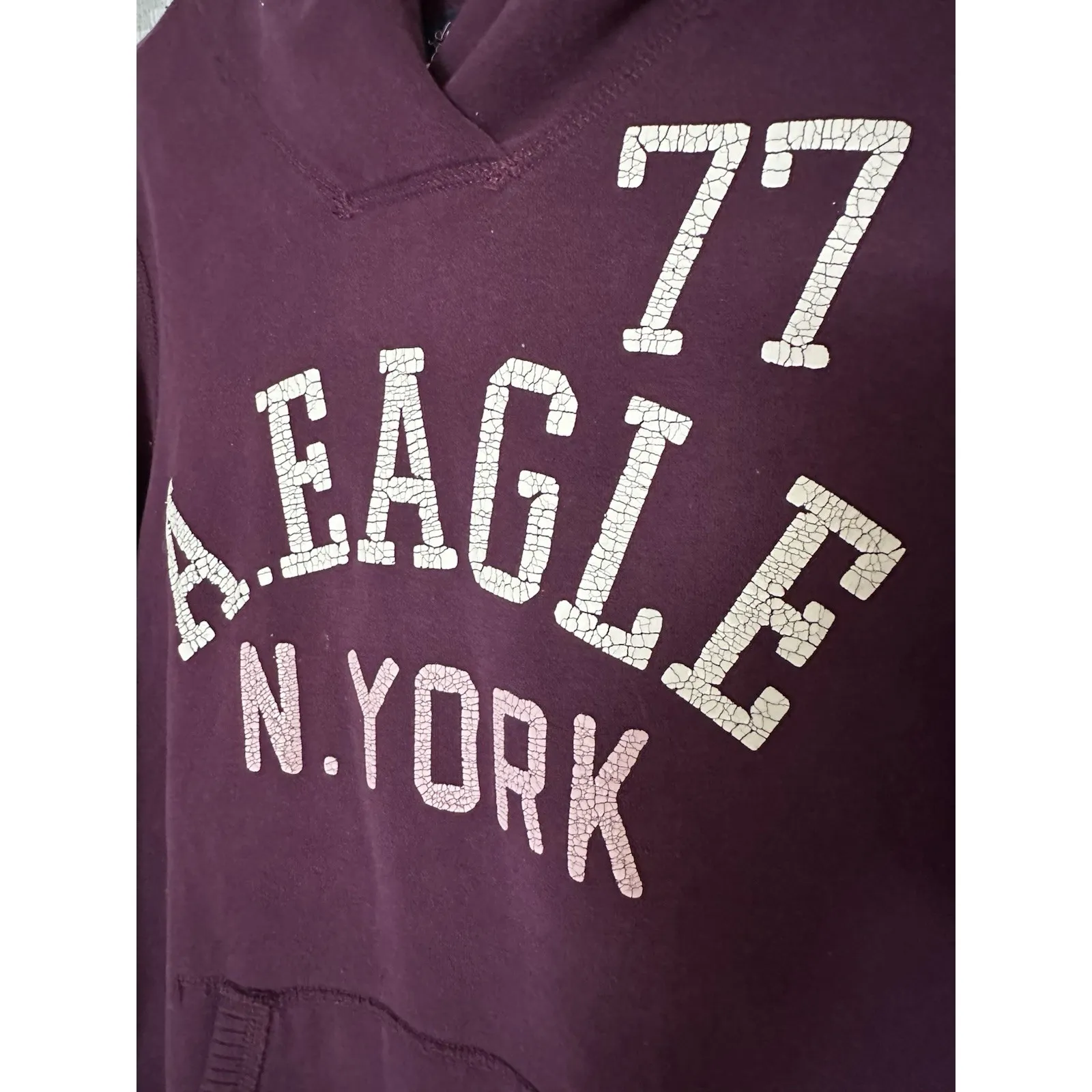 American Eagle Hoodie Women L‎ Purple Spell Out Varsity Vintage Sweatshirt Y2K - Image 3