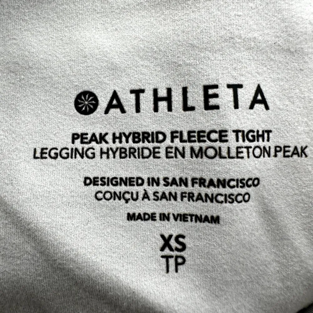 Athleta Peak Hybrid Fleece Plush Supersonic Tight Leggings Zip Birch Grey XS - Image 3