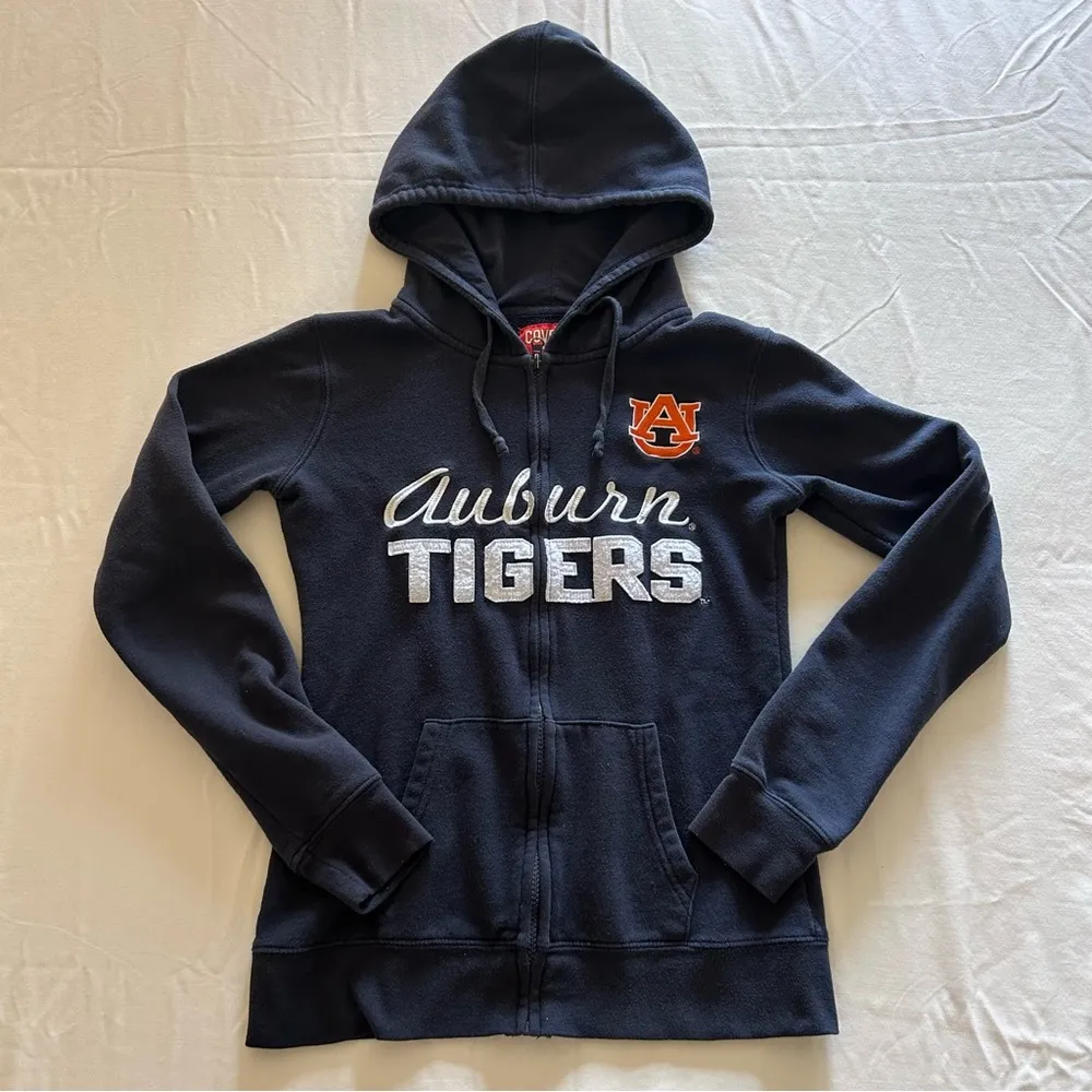 AU Auburn Tigers Full Zip Embroidered Hoodie Jacket ~ Women’s Size Small Blue - Image 9