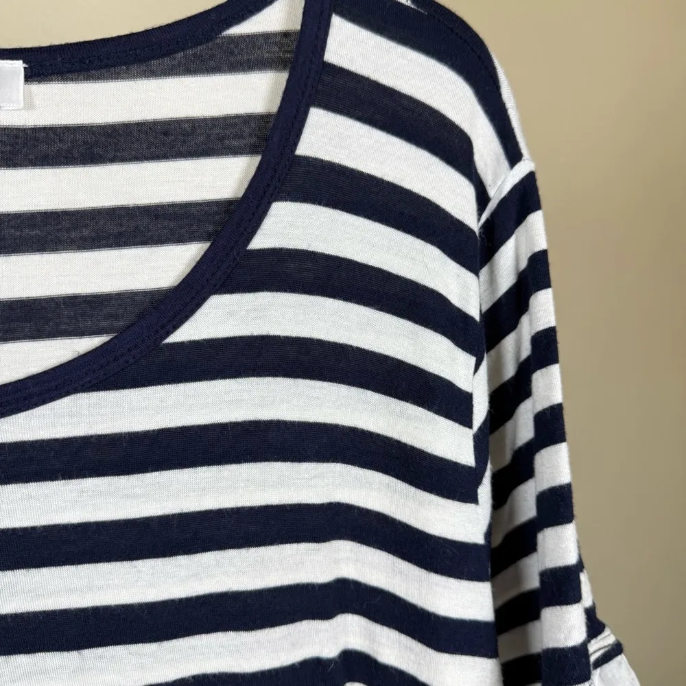 Plus Size Striped Ruffle Navy White Nautical Cottagecore Feminine Eyelet Coastal - Image 4