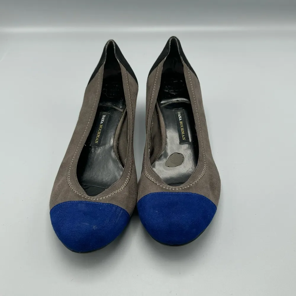 Dana Buchman Women Wedge Pump Shoes Size 10M 3-Tone Blue Gray Black Faux Suede - Image 13