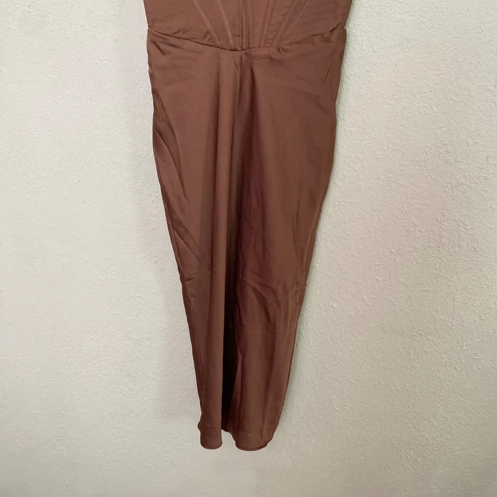 HOUSE OF CB S D-DD 'Myrna' Chocolate Satin Corset Slip Dress‎ NWOT - Image 8