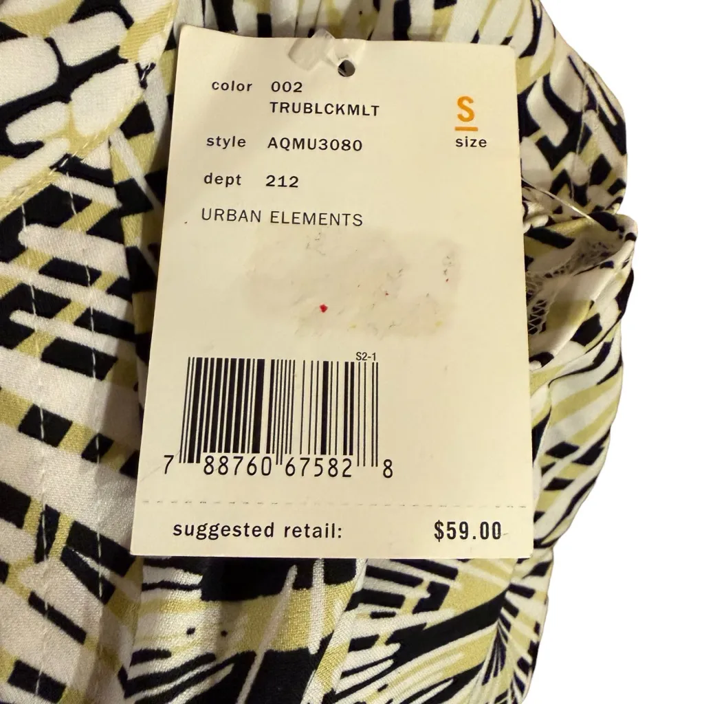 NWT Axcess Chic Black and Yellow Stretchy Patterned V - Image 5