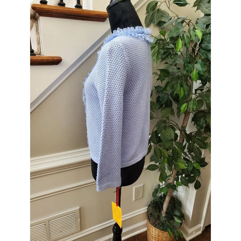 Ruby Rd. Women's Blue Cotton Long Sleeve Casual Cardigan Knit Sweater Size PL - Image 7