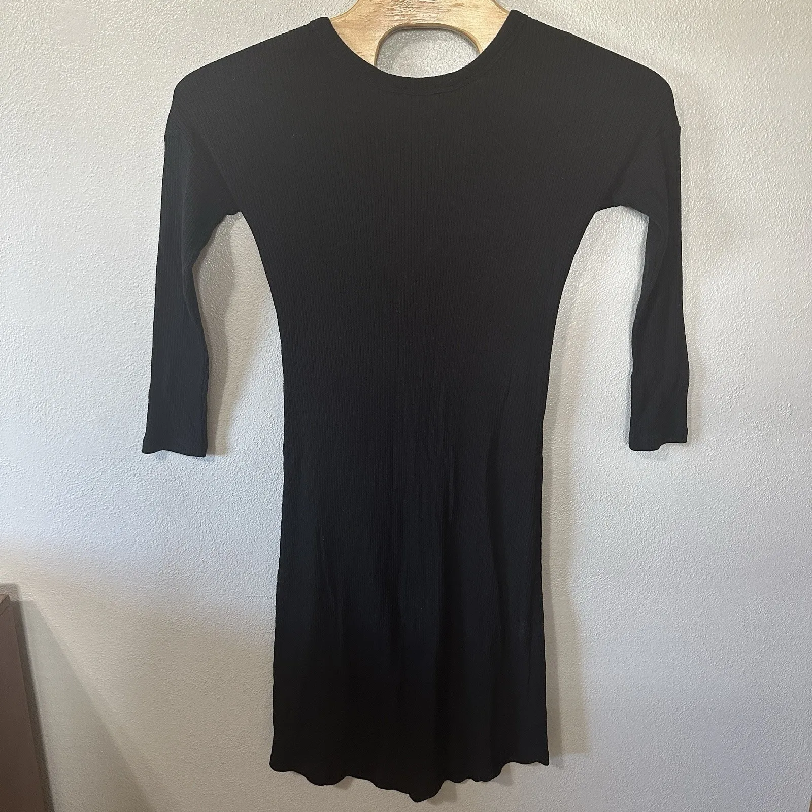 Vetta Black Ribbed Knit Button Up Sweater Midi Dress Size Small Long Sleeve - Image 3
