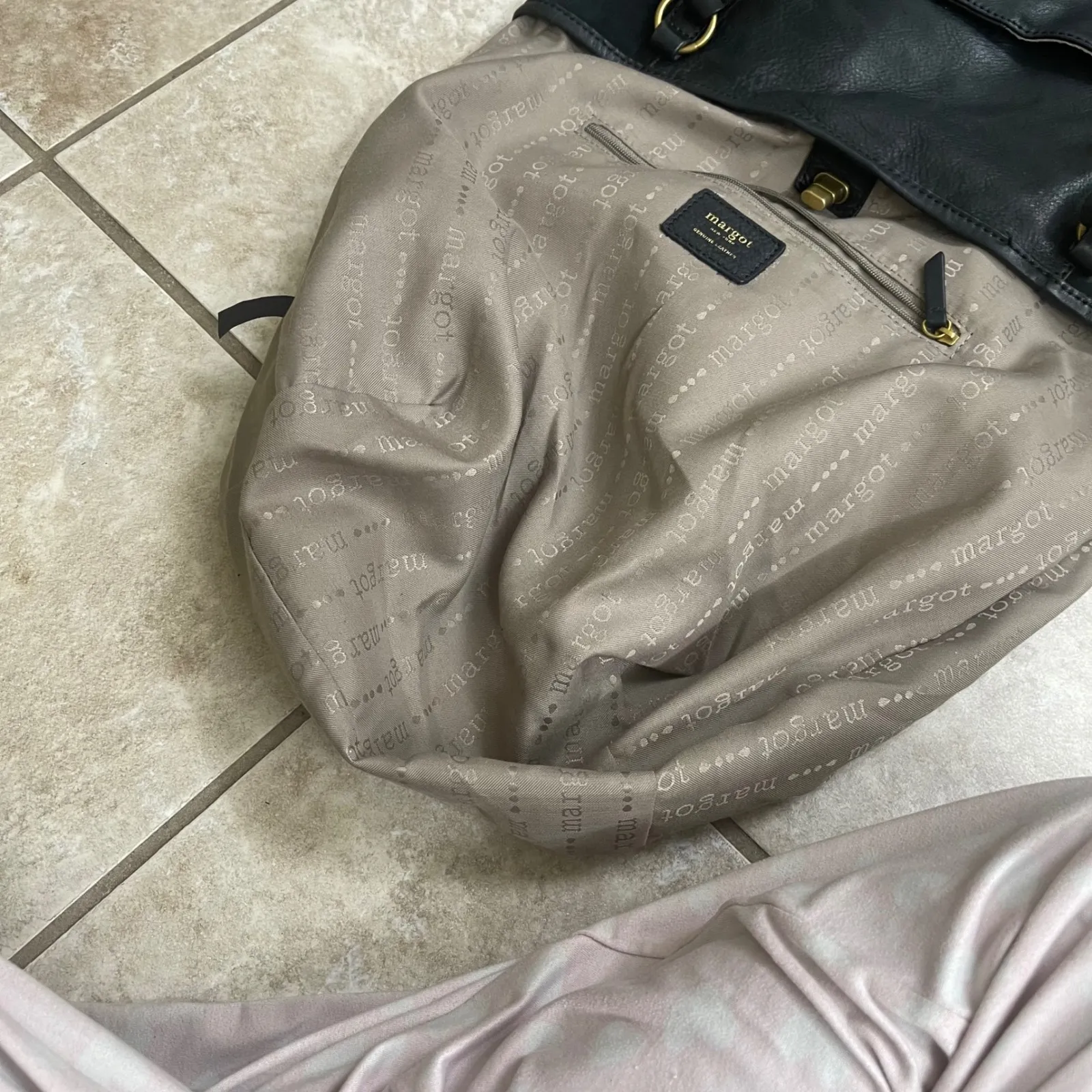 Margot New York Black Leather & Suede Tote Bag Shoulder Bag Gold Hardware - Image 13