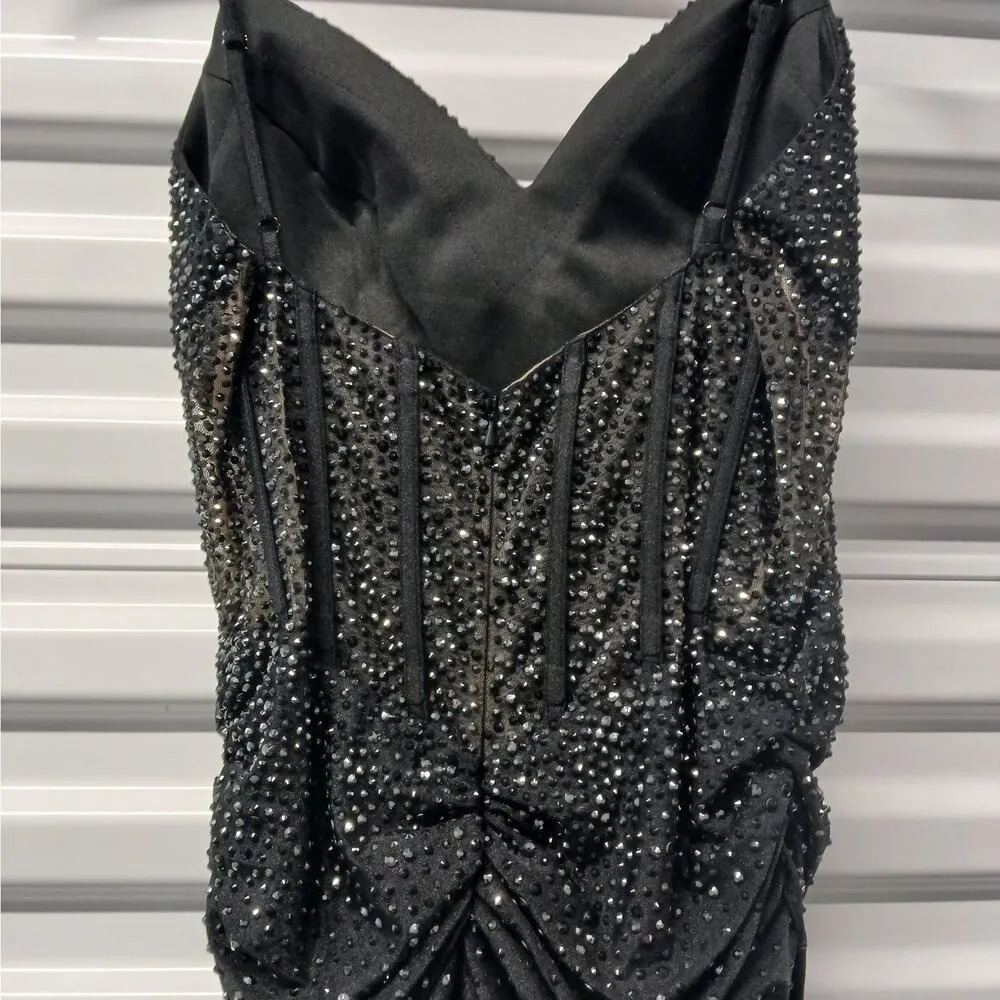 $478 NWT Faviana Women's Formal Evening Gown Size 6 Black Beaded Dress Prom - Image 11