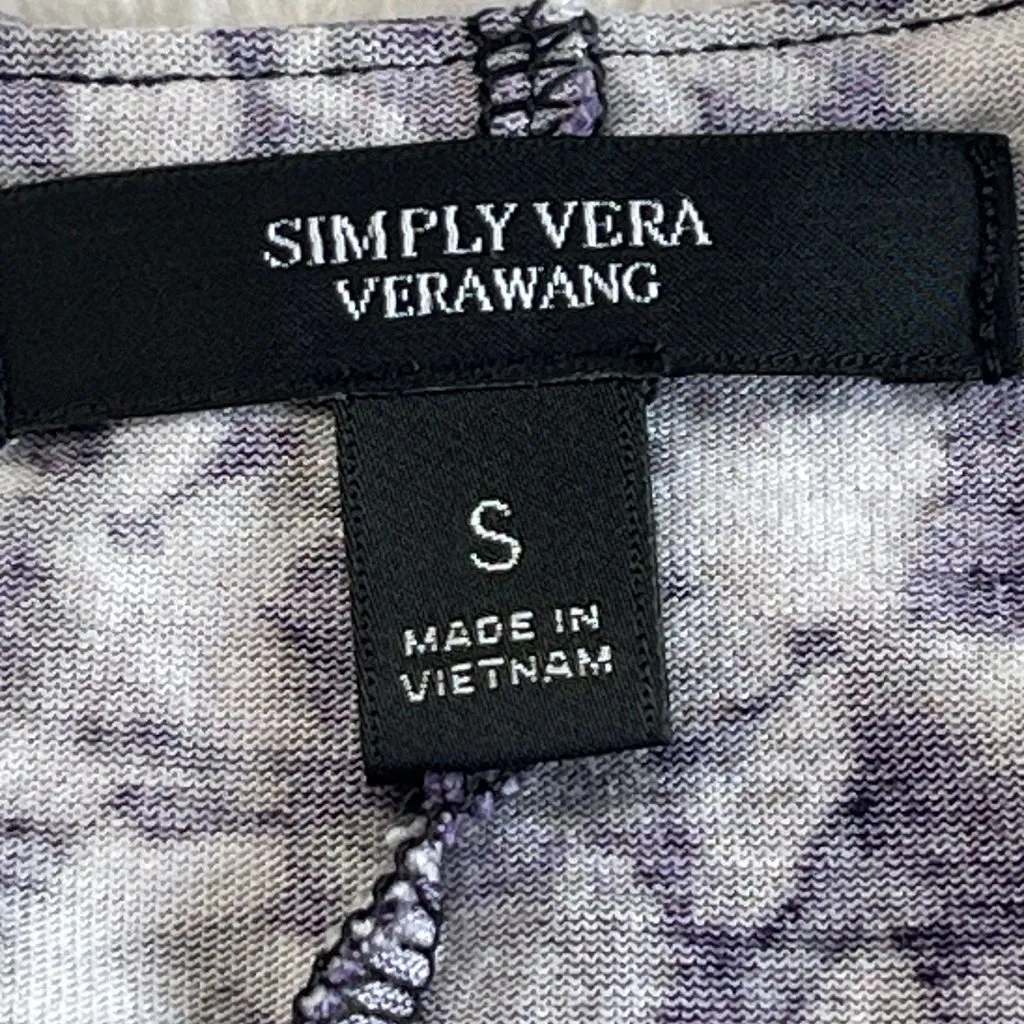 Simply Vera Vera‎ Wang Floral Top Blouse Womens S Purple Handkerchief Hem V Neck - Image 4