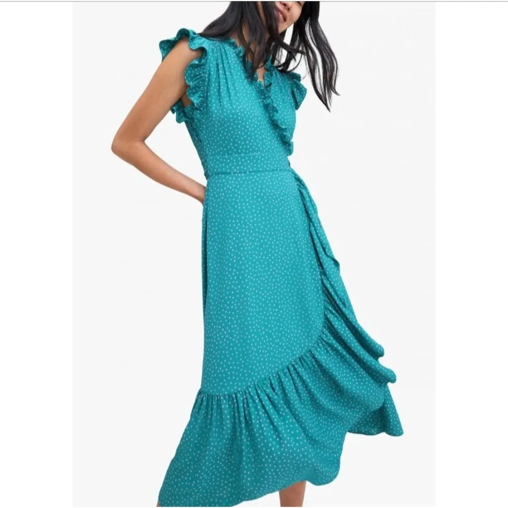Kate Spade Poolside Dot‎ Wrap Dress Women's Size 10 Emerald Coast Green Pink NEW - Image 3