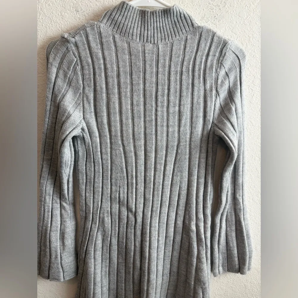 NWT Anthropologie Gray Ribbed A-Line Long Sleeve Turtleneck Dress Size M Petite - Image 3