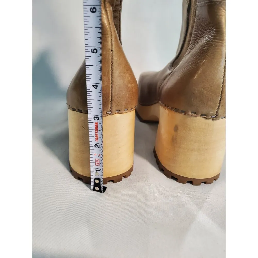 Mia Justina Tan Leather Pull on Clog Boots size11. S71 - Image 6