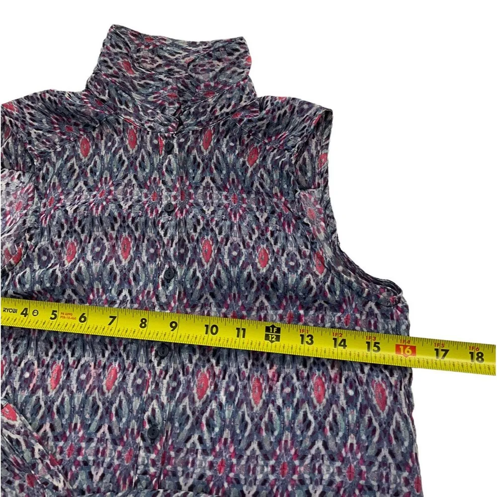 H&M Women Size 2 Sleeveless Button Up Shirt Sheer Collared #14-96 - Image 5