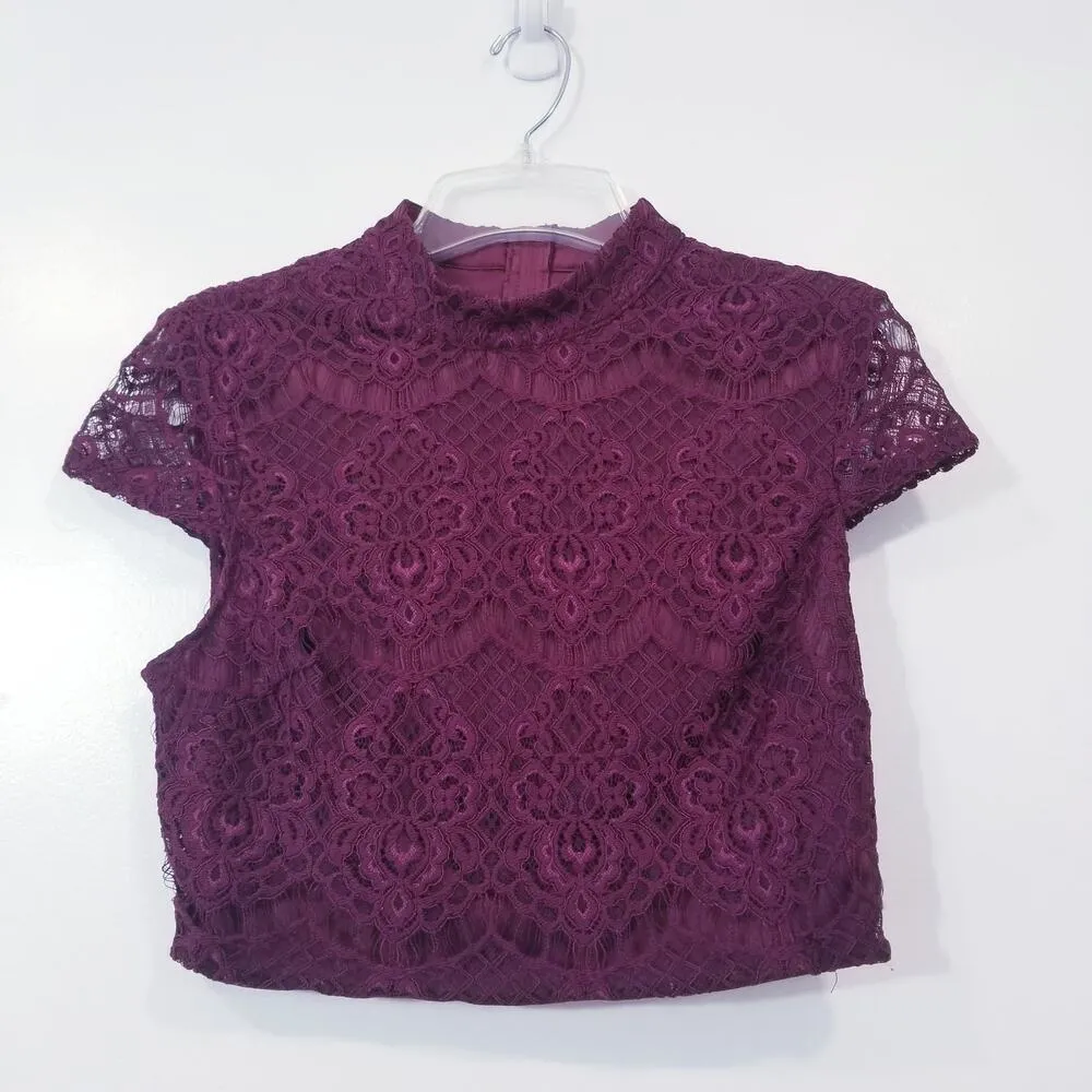 City Studio Lace Floral Print Blouse and Skirt Set Co - Image 4