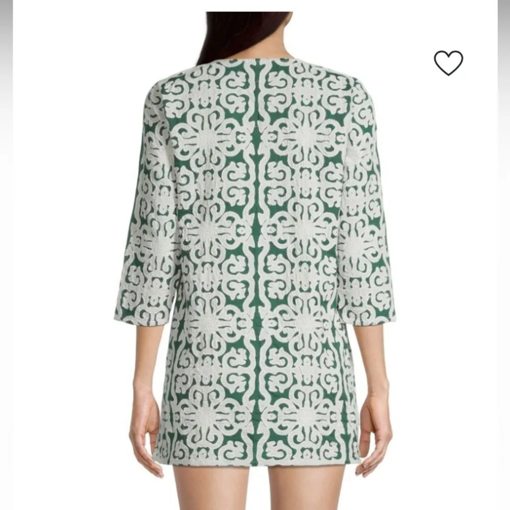 Roller Rabbit Appricus Kurta top or mini dress. Green with white appliqué. Med - Image 4