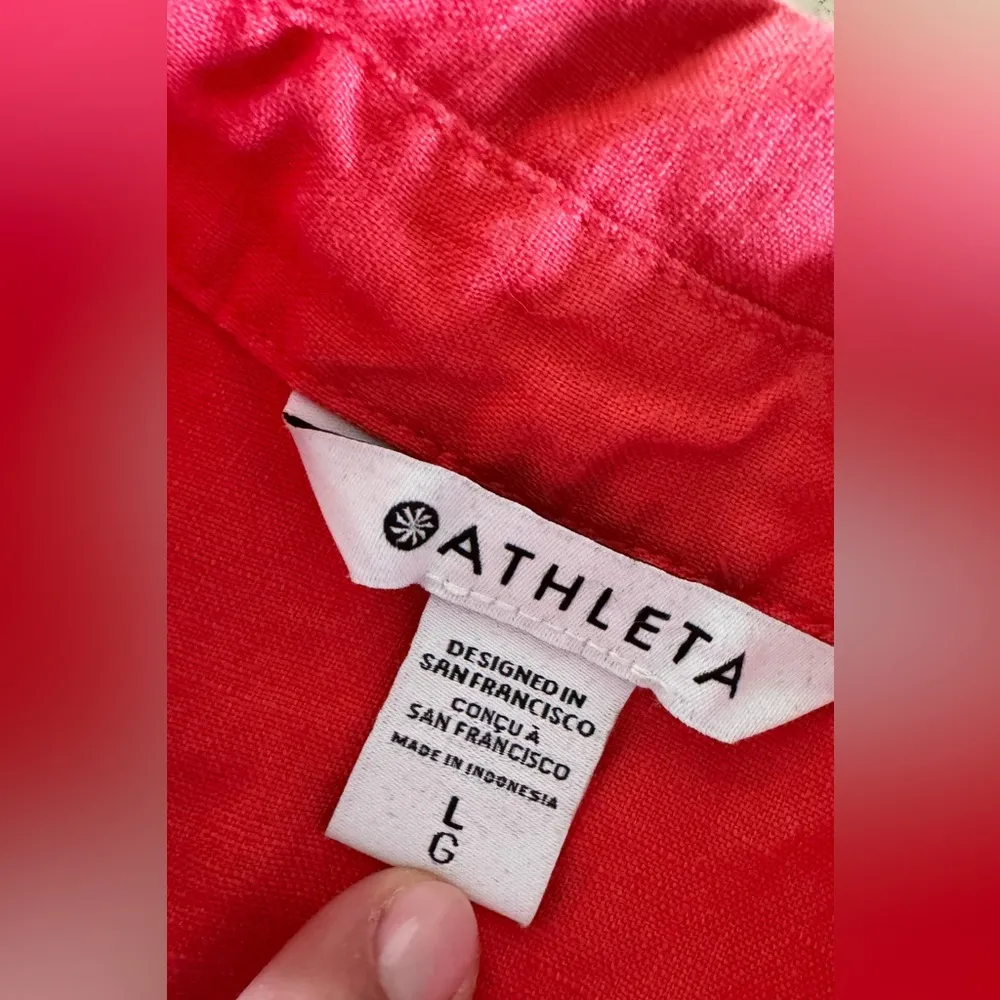Athleta Playa Linen Passionfruit Coral wrap front Top Size large - Image 8