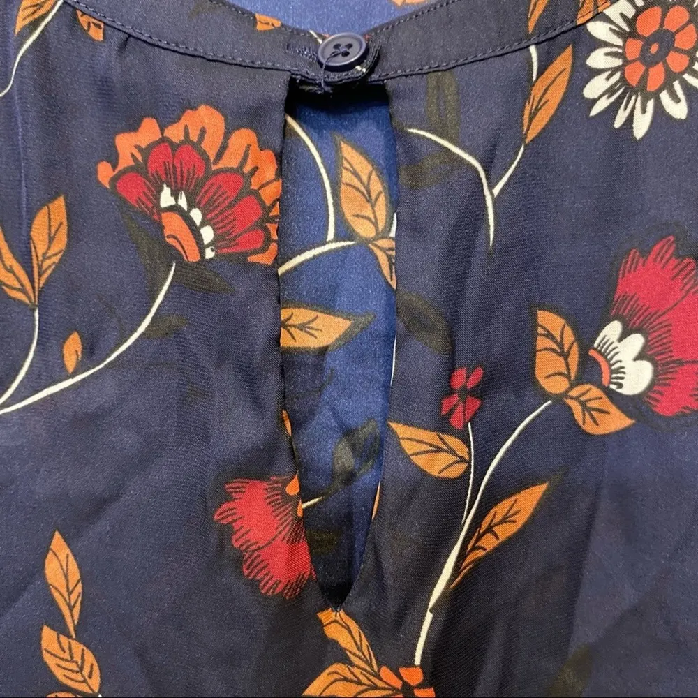 Cupcakes and Cashmere Floral Dress Navy Blue Long Sleeve Keyhole Sheer Gypsy - Image 4