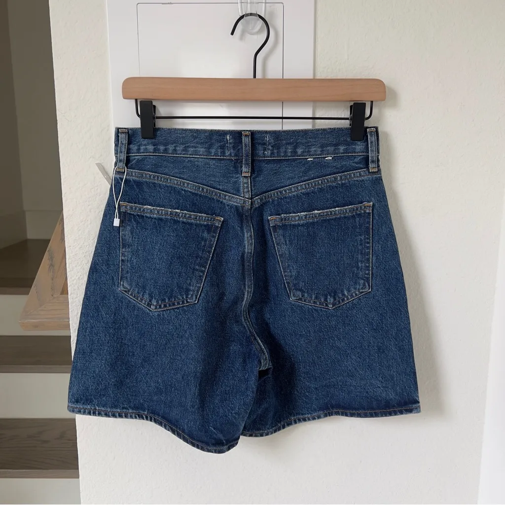 NWOT Agolde Parker High-Rise Denim Jean Shorts in Enamour Dark Denim - Image 4