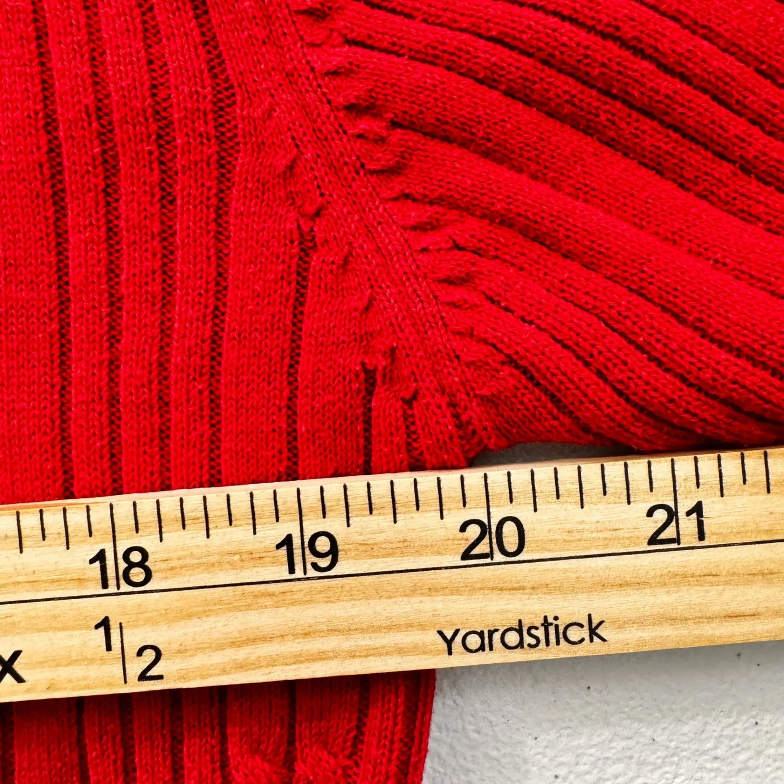 VTG Specialty Collection Red Ribbed Knit Cable‎ Sweater Top L G Women Size L - Image 3