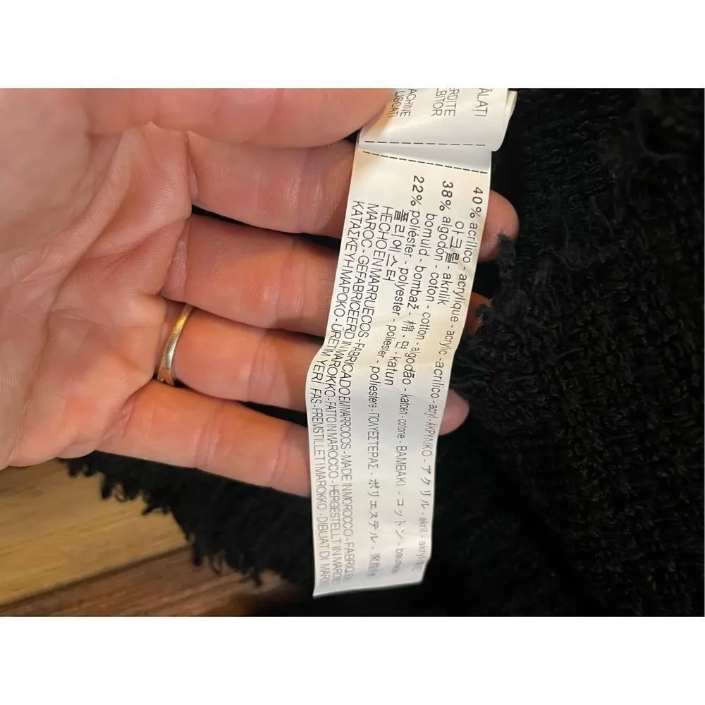 ZARA Basics Black High Neck Long Bell Sleeve with Raw Hems & Top Stud Detail swe - Image 10