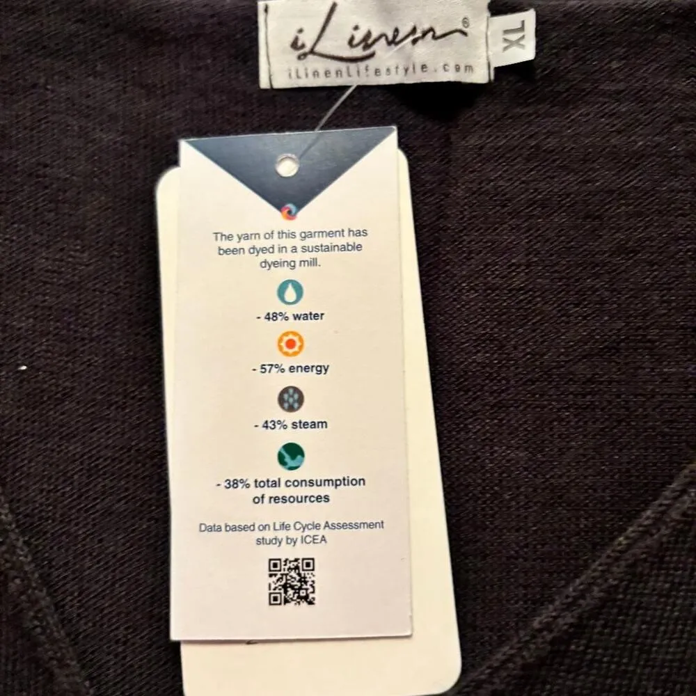 iLinen Classic Cotton Tank Top Black Women's Size XL Ecotec Yarn NWT - Image 3