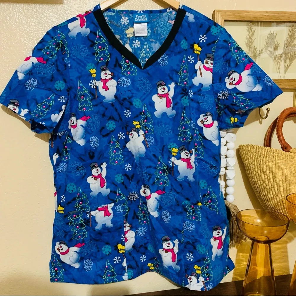 Tooniforms V-Neck Frosty The SnowMan 
Christmas scrub top - Image 3