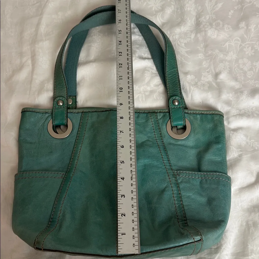 Fossil Teal Leather Tote Bag - Image 6