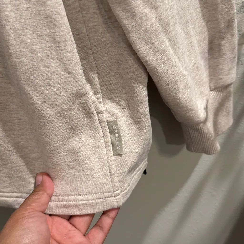 Varley Medium Beige Atlas Pullover Sweatshirt Zipper Sides Comfort Athleisure - Image 6