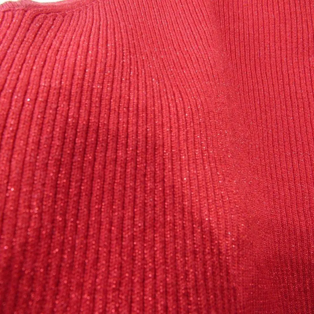 Chelsea & Theodore Beaded Mockneck Sleeveless Stretch Silk blend Red Black Top Size L - Image 8