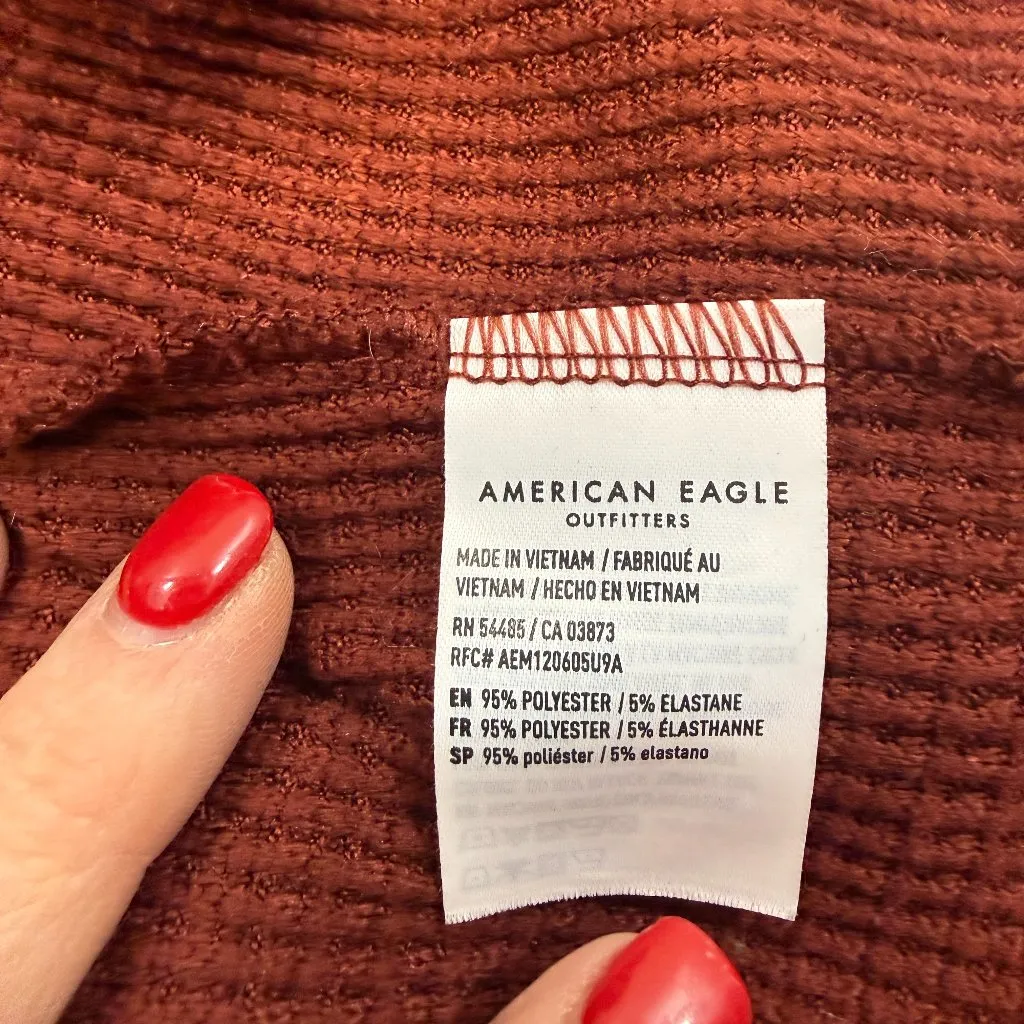 American Eagle Waffle Knit V‑Neck Top Women’s XS Long Sleeve - Image 6