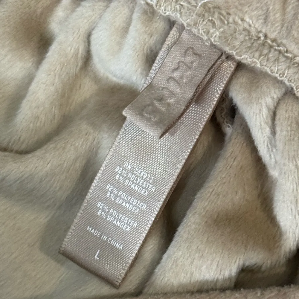 Skims Velour Brown/Tan Wide Leg Sweats Sz L / Zip Pockets Elastic Waist Cozy - Image 5