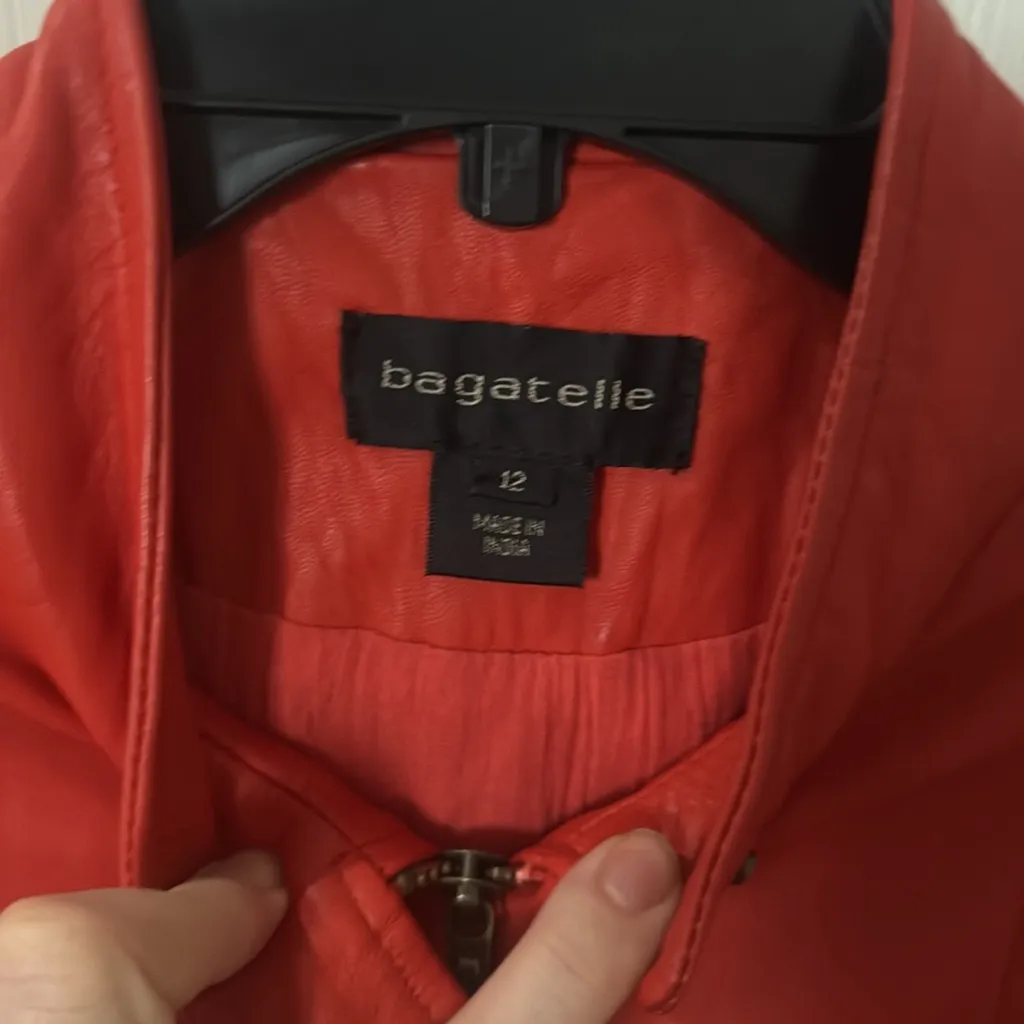 Bagatelle Vibrant orange/Red Leather Jacket size 12 - Image 2