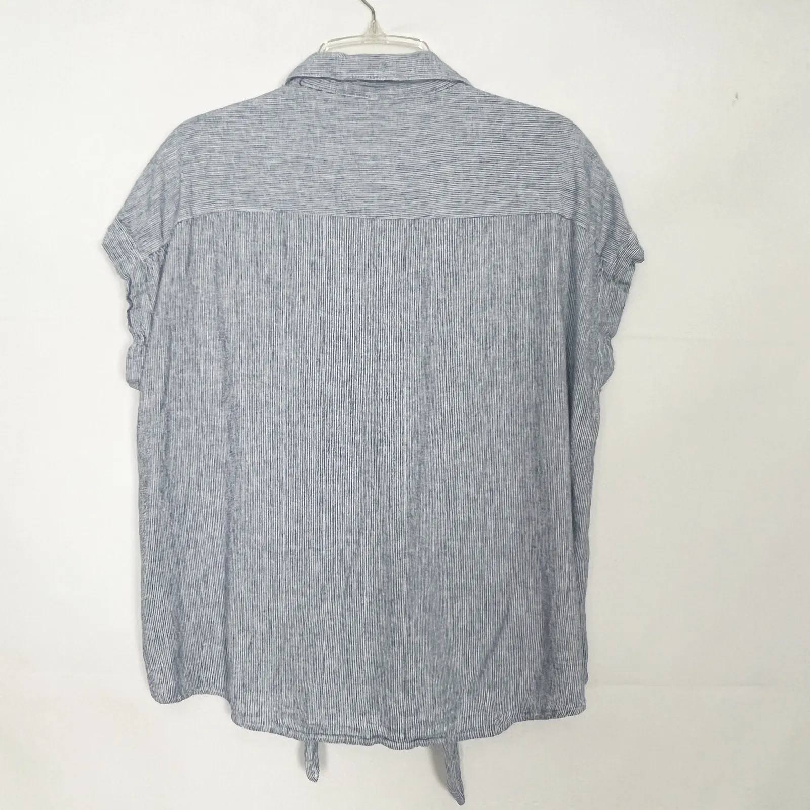 Weatherproof Linen Blend Striped Button Down Tie Front Top Size XL - Image 6