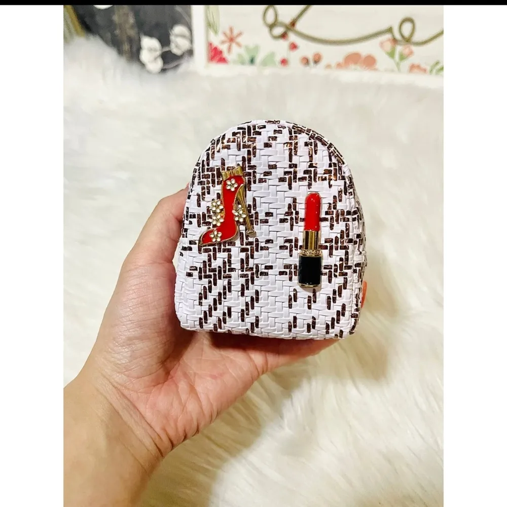 Heels & Lipstick Coin or Accessories Small Purse White - Image 6