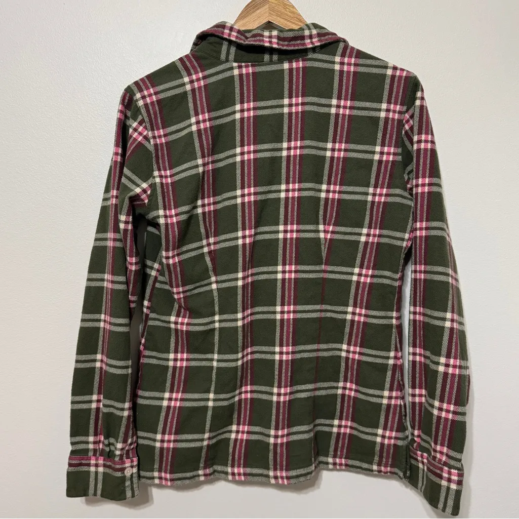 Patagonia Women's Organic Cotton Flannel Long Sleeved Fjord Shirt Size 10 Green - Image 6