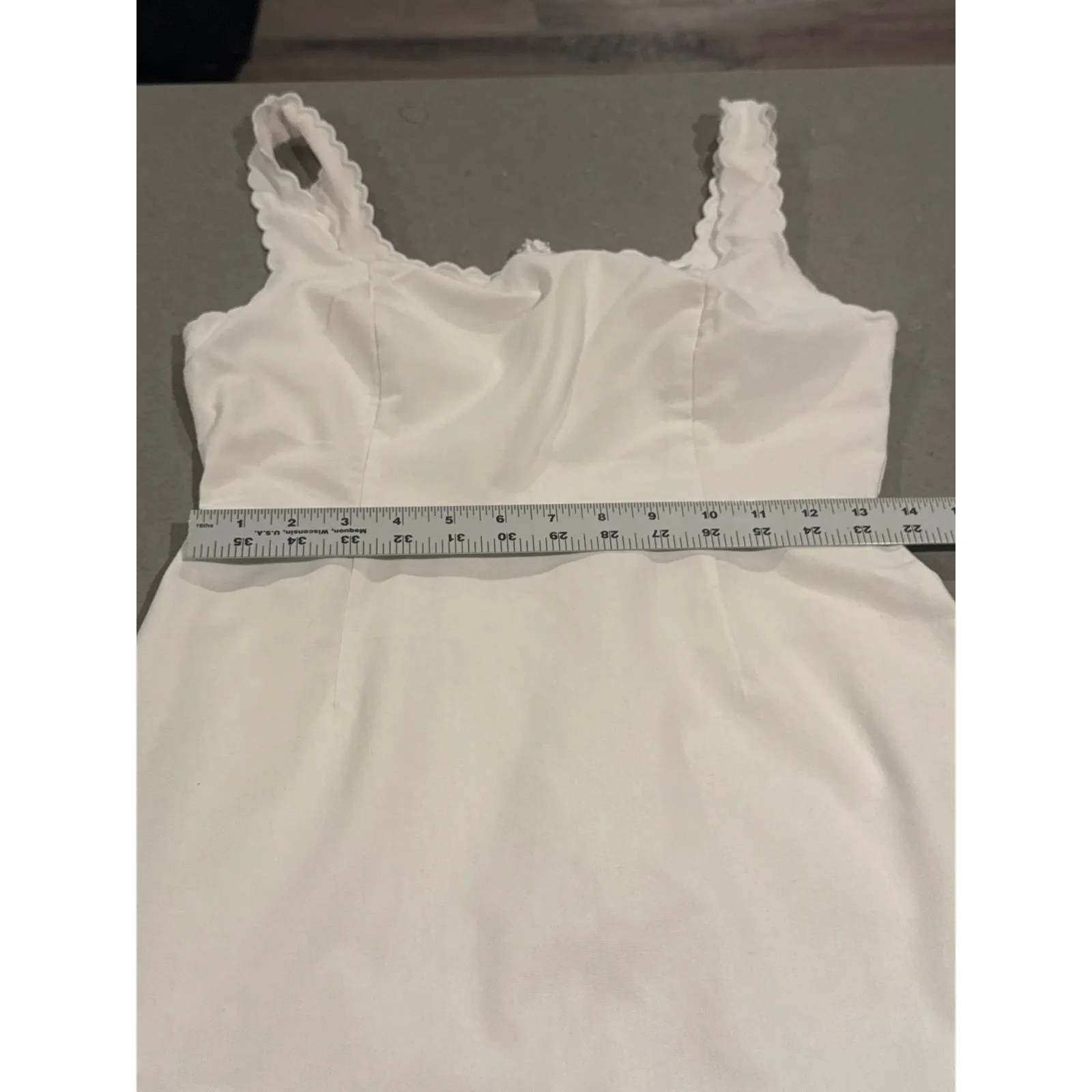 Altar'd State White Mini Dress Sleeveless Scalloped Strap Casual Sundress Small‎ - Image 3