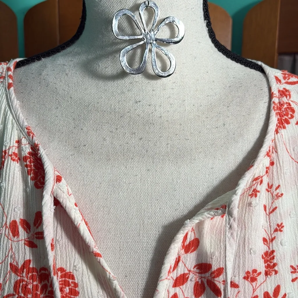 Papermoon White and Orange Floral Blouse - Image 2