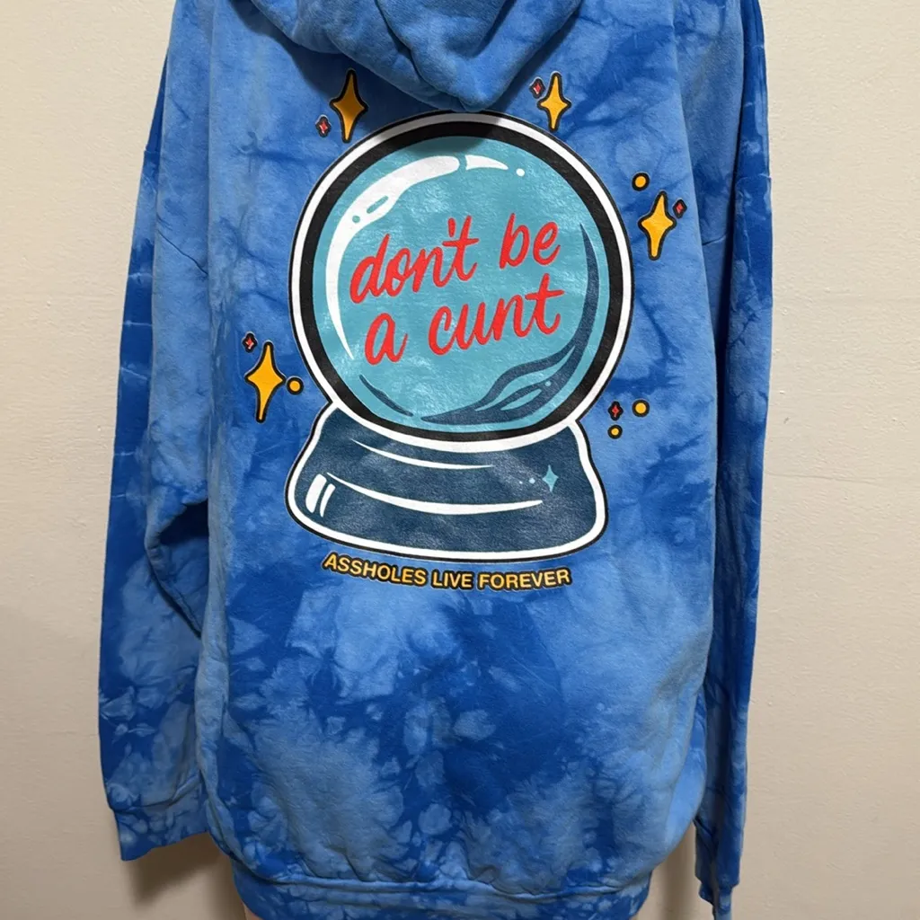 Assholes Live Forever woman size XL hoodie sweatshirt blue - Image 3