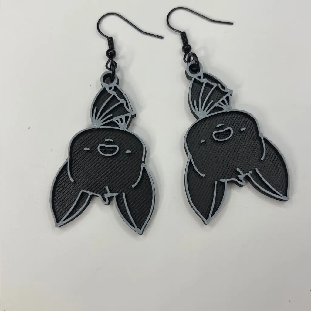 Bat Earrings – Spooky Gothic Halloween Jewelry Black - Image 2