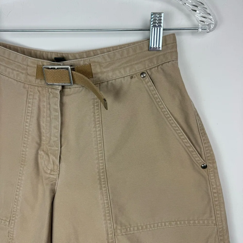 Y2K Lauren Ralph Lauren Utility Shorts Sz 2 Tan Belted Cotton Cargo Safari L - Image 10