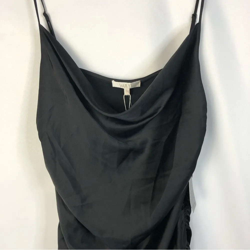 WAYF  Black Cinched Side Mini Slip Dress XL - Image 3
