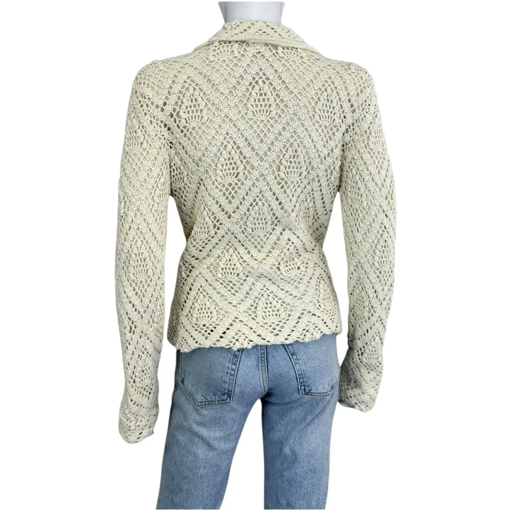 525 america Linen Blend Cream Knit Cardigan Size S Brown - Image 3