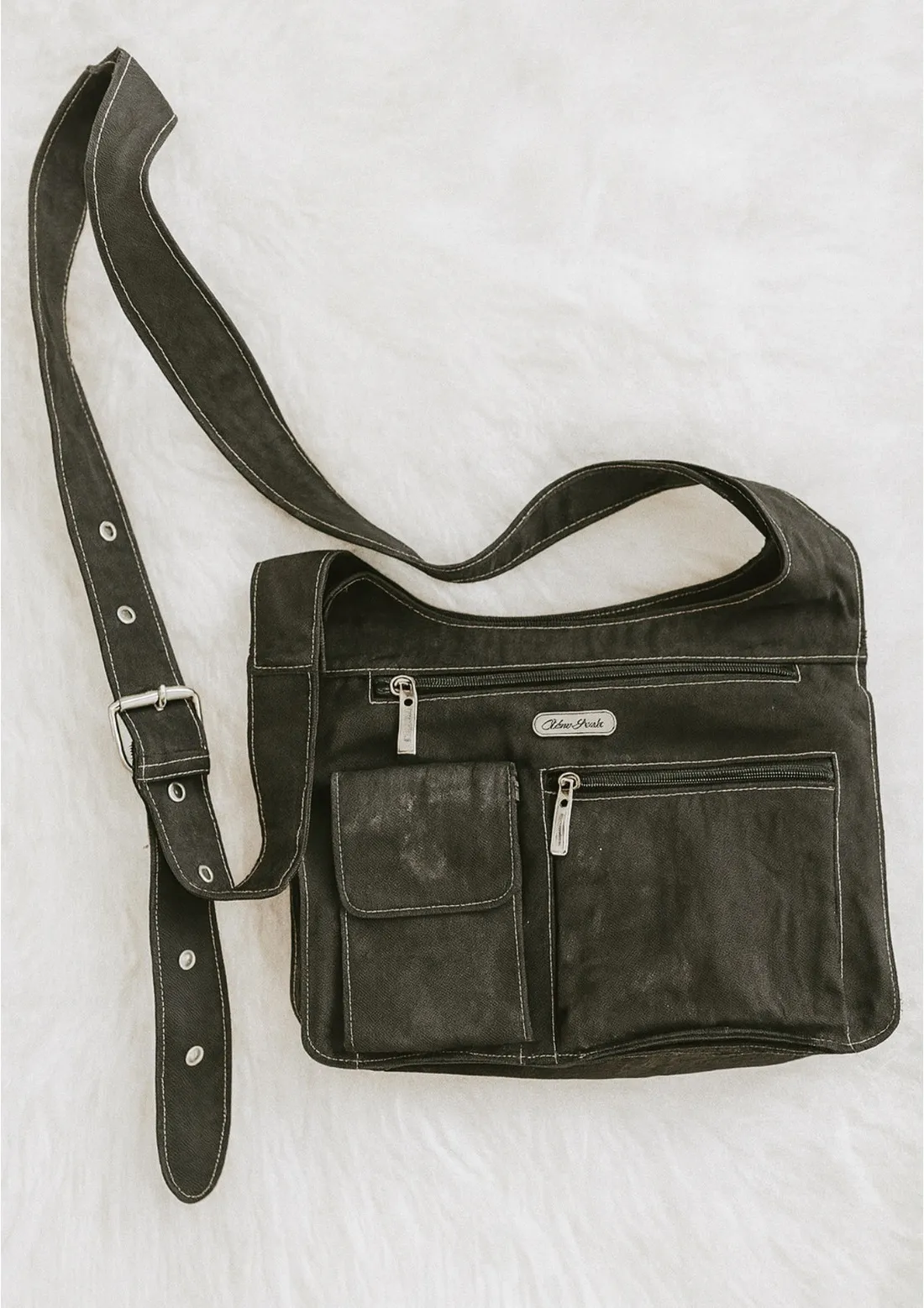 90s Vintage Eddie Bauer Black Multi Compartment Crossbody Bag Large Y2K Grunge - Image 1