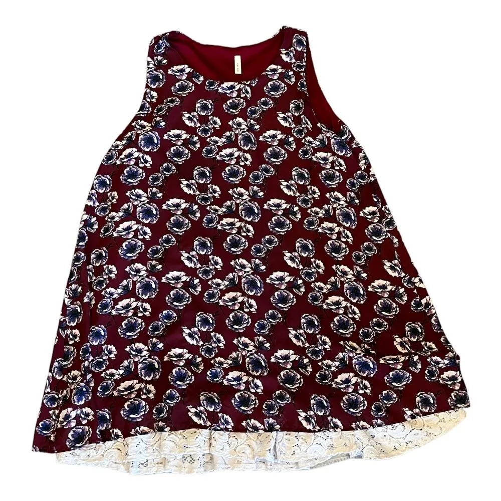 VTG Mai Soli Gunne Sax Mini Floral DRESS Flirty Lace Hem Womens LG Sleeveless - Image 4