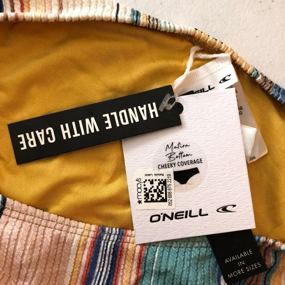 O'Neill Matira Beach Hipster Bikini Bottoms Cheeky Textured Baja Stripe S - Image 8